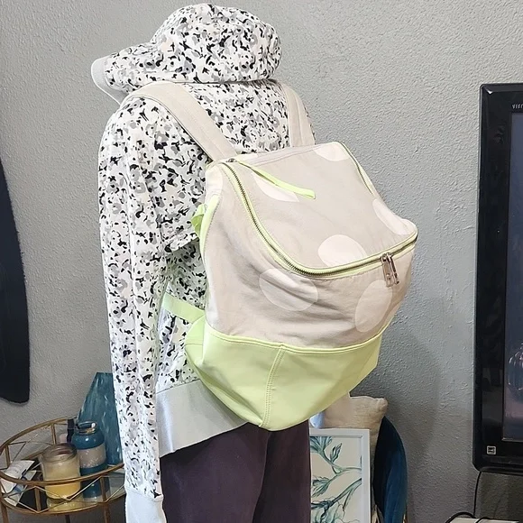 Lululemon Spring Fling Pack Polka Dot Backpack in Neon Green and Beige - Picture 8 of 16